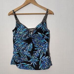 💥St. John Tropical Leaf Print Women's Tankini Top Size 18W